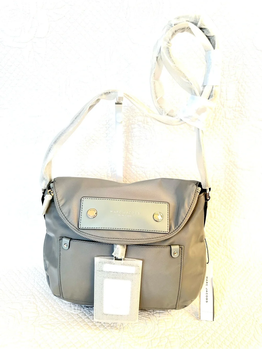 Marc Jacobs Light Gray Nylon Crossbody Bag with ID Window - Picture 6 of 10